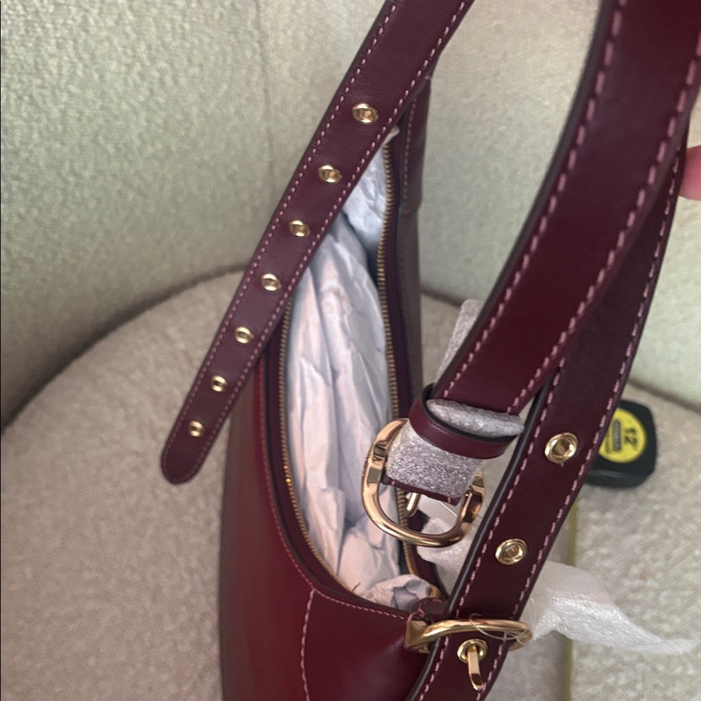 Coach Ella Bag Smooth Leather Burgundy Shoulder Bag NWT - Picture 3 of 8